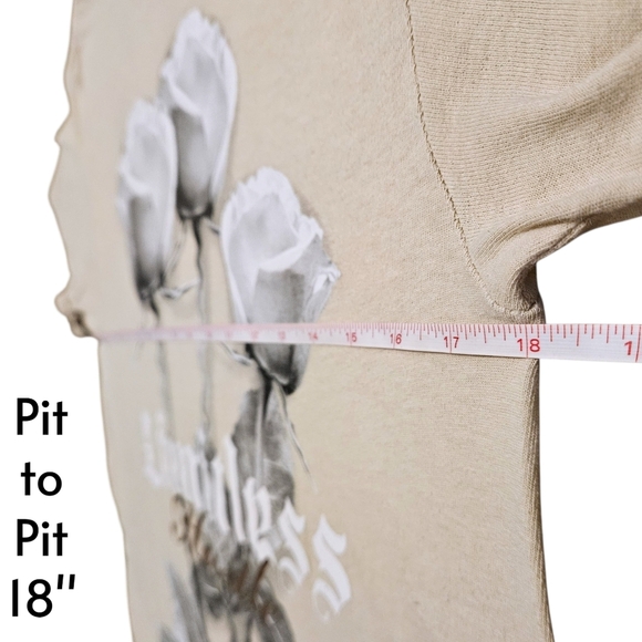 Papercut Collection Limitless Hustle Rose Graphic Tee Menās S Beige Floral Shirt - Picture 5 of 7